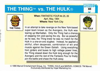 1990 Impel Marvel Universe #88 Thing vs. Hulk Back