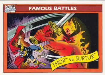 1990 Impel Marvel Universe #91 Thor vs. Surtur Front