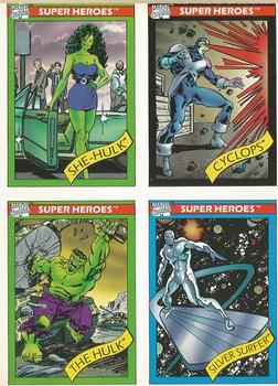 1990 Impel Marvel Universe - 4-card Panels #39-8-3-32 She-Hulk / Cyclops / Hulk / Silver Surfer Front