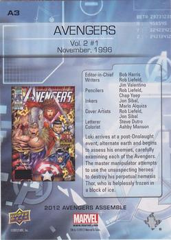 2012 Upper Deck Avengers Assemble - Classic Covers #A3 Avengers - Vol. 2 #1 - November, 1996 Back