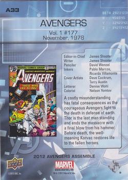 2012 Upper Deck Avengers Assemble - Classic Covers #A33 Avengers - Vol. 1 #177 - November, 1978 Back