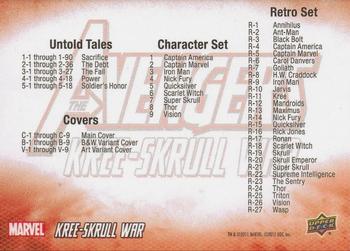 2011 Upper Deck The Avengers: Kree-Skrull War #NNO Checklist Back