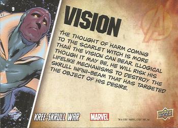 2011 Upper Deck The Avengers: Kree-Skrull War - Characters #9 Vision Back