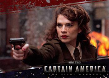 2011 Upper Deck Captain America The First Avenger #28 Peggy is in hot pursuit of Kruger as she fires Front