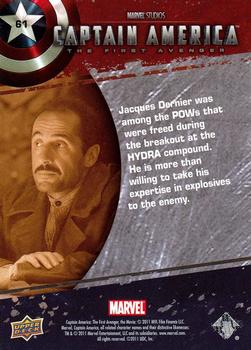 2011 Upper Deck Captain America The First Avenger #61 Jacques Dernier was among the POWs that were f Back