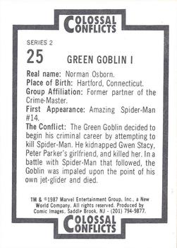 1987 Comic Images Marvel Universe II Colossal Conflicts #25 Green Goblin Back