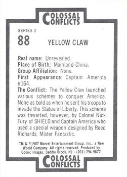 1987 Comic Images Marvel Universe II Colossal Conflicts #88 Yellow Claw Back