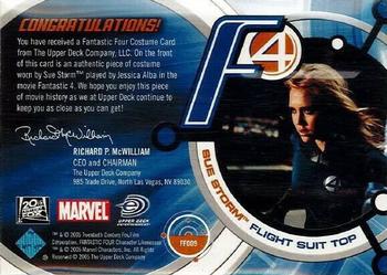 2005 Upper Deck Fantastic Four - Costume Cards #FF9 Sue Storm Back