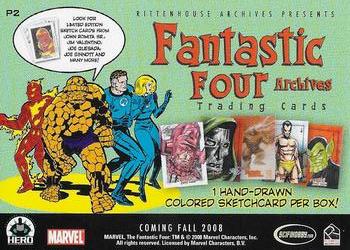 2008 Rittenhouse Fantastic Four Archives - Promos #P2 Fantastic Four Back