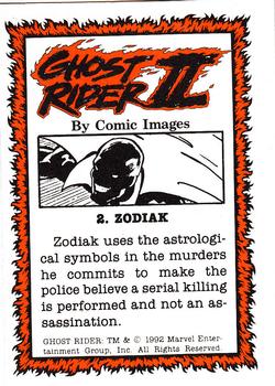 1992 Comic Images Ghost Rider II #2 Zodiak Back