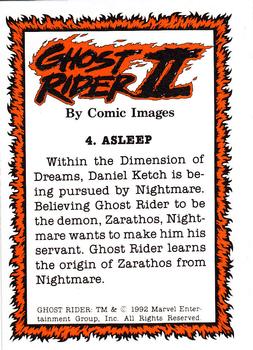 1992 Comic Images Ghost Rider II #4 Asleep Back