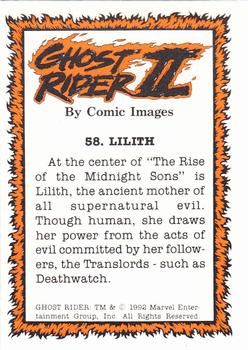 1992 Comic Images Ghost Rider II #58 Lilith Back