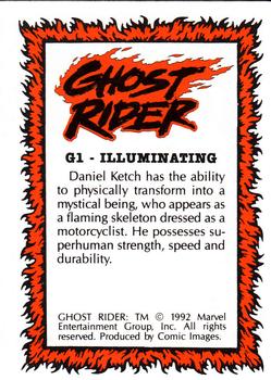 1992 Comic Images Ghost Rider II - Glow in the Dark #G1 Illuminating Back