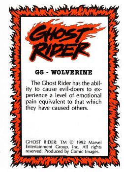 1992 Comic Images Ghost Rider II - Glow in the Dark #G5 Wolverine Back