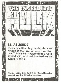 1991 Comic Images The Incredible Hulk #13 Abused? Back
