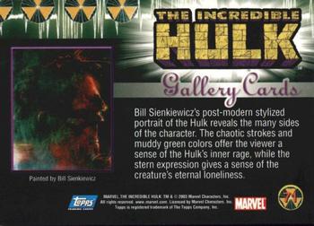2003 Topps The Incredible Hulk #71 Bill Sienkiewicz's post-modern stylized port Back