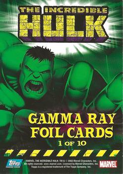 2003 Topps The Incredible Hulk - Gamma Ray Foil #1 The Incredible Hulk Back