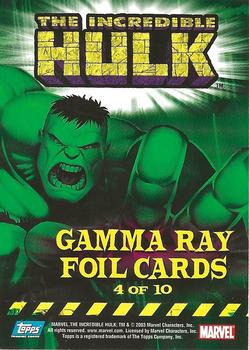 2003 Topps The Incredible Hulk - Gamma Ray Foil #4 The Incredible Hulk Back