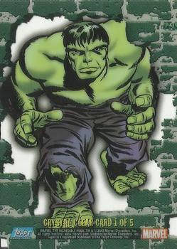 2003 Topps The Incredible Hulk - Crystal Clear #1 Hulk Back