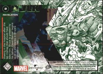 2003 Upper Deck The Hulk Film and Comic #2 Revelation Back
