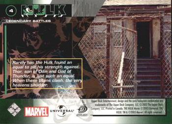 2003 Upper Deck The Hulk Film and Comic #4 Legendary Battles Back