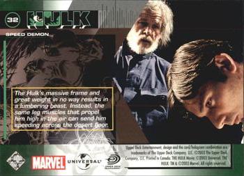 2003 Upper Deck The Hulk Film and Comic #32 Speed Demon Back