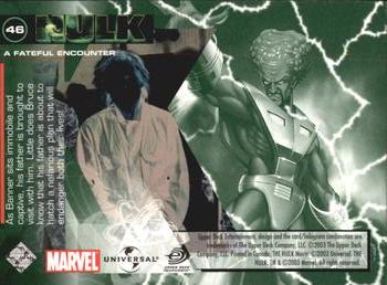 2003 Upper Deck The Hulk Film and Comic #46 A Fateful Encounter Back