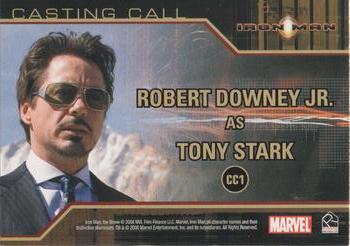 2008 Rittenhouse Iron Man - Casting Call #CC1 Robert Downey Jr. Back