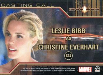 2008 Rittenhouse Iron Man - Casting Call #CC7 Leslie Bibb Back