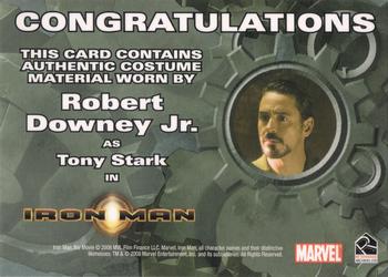 2008 Rittenhouse Iron Man - Costumes #NNO Robert Downey Jr. as Tony Stark Back