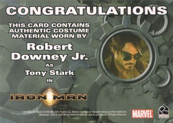 2008 Rittenhouse Iron Man - Costumes #NNO Robert Downey Jr. as Tony Stark Back