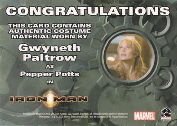 2008 Rittenhouse Iron Man - Costumes #NNO Gwyneth Paltrow as Pepper Potts Back