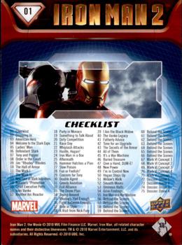 2010 Upper Deck Iron Man 2 #01 Title Card / Checklist Back