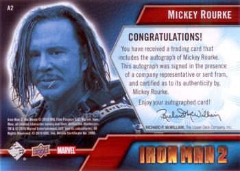 2010 Upper Deck Iron Man 2 - Autographs #A2 Mickey Rourke Back