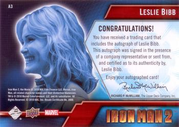 2010 Upper Deck Iron Man 2 - Autographs #A3 Leslie Bibb Back
