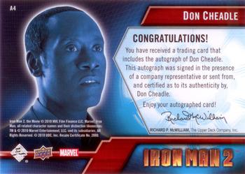 2010 Upper Deck Iron Man 2 - Autographs #A4 Don Cheadle Back
