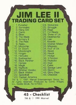 1991 Comic Images Marvel Comics Jim Lee II #45 Jim Lee II Trading Card Set - Checklist Front