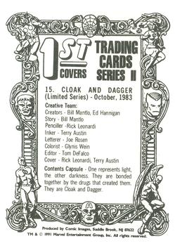 1991 Comic Images Marvel Comics First Covers II #15 Cloak & Dagger (Limited Series) Back