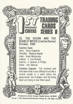 1991 Comic Images Marvel Comics First Covers II #32 The Vision and The Scarlet Witch (Limited Series) Back