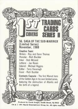 1991 Comic Images Marvel Comics First Covers II #56 The Saga of The Sub-Mariner (Limited Series) Back