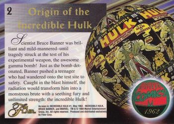 1994 Flair Marvel Annual #2 The Incredible Hulk Back