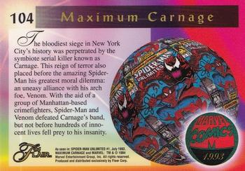 1994 Flair Marvel Annual #104 Maximum Carnage Back