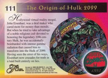 1994 Flair Marvel Annual #111 Hulk 2099 Back