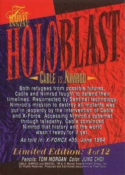 1995 Flair Marvel Annual - HoloBlast #4 Cable vs. Nimrod Back