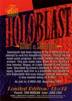 1995 Flair Marvel Annual - HoloBlast #12 Gambit vs. Sabretooth Back