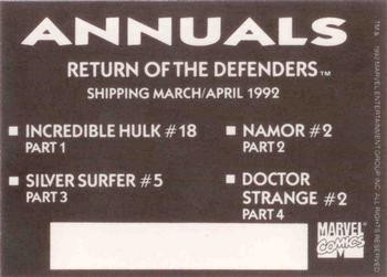 1992 Marvel Comics Annuals #2 Return of the Defenders Back