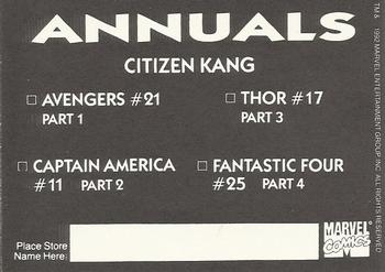 1992 Marvel Comics Annuals #6 Citizen Kang Back