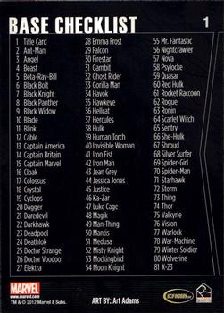 2012 Rittenhouse Marvel Greatest Heroes #1 Base Checklist Back