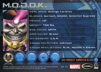2010 Rittenhouse Marvel Heroes and Villains - Marvel's Most Wanted #M4 Modok Back