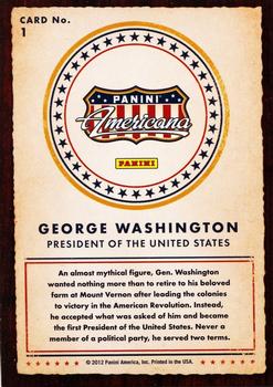2012 Panini Americana Heroes & Legends #1 George Washington Back
